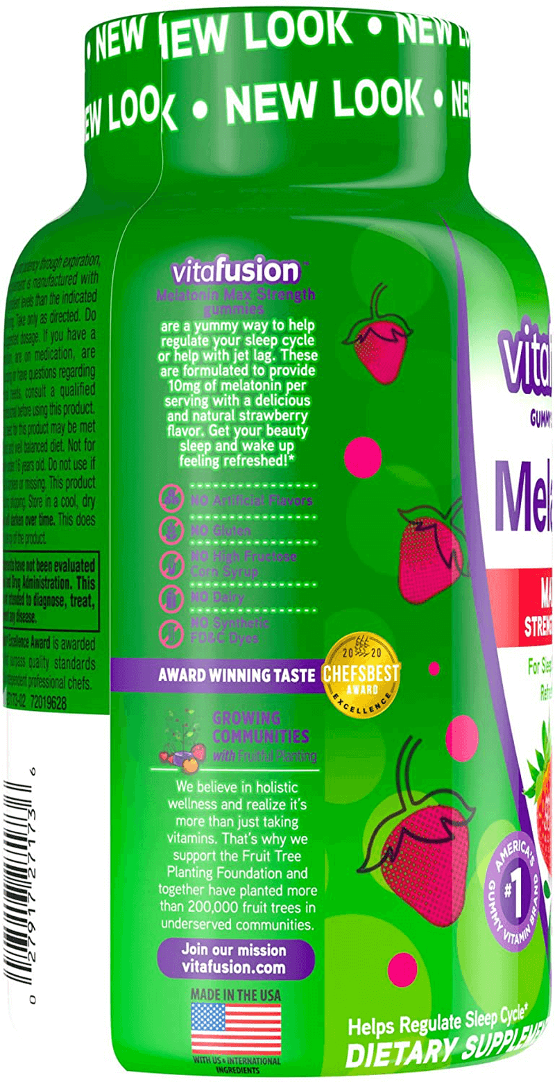 Vitafusion Max Strength Melatonin Gummies, 100 CT