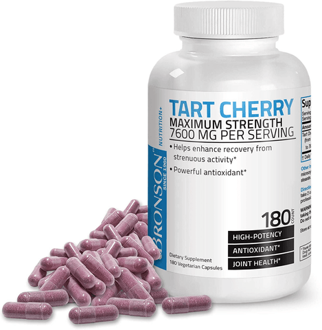 Bronson Tart Cherry Maximum Strength 7600 mg, 180 Vegetarian Capsules (90 Servings)