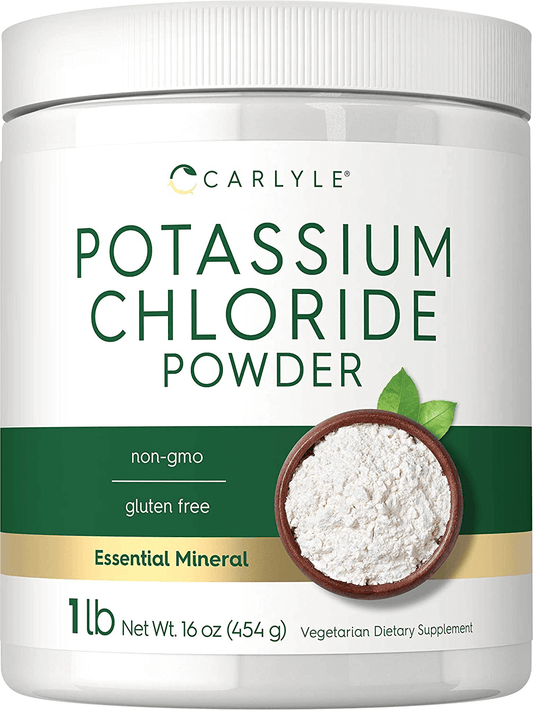 Potassium Chloride Powder Supplement 16 oz | Food Grade | Salt Substitute | Vegan, Vegetarian, Non-GMO, Gluten Free | by Carlyle