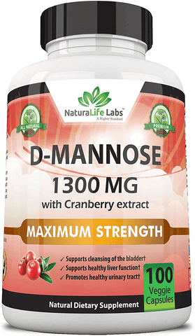 D-Mannose 1,300 mg with Cranberry Extract 100 Veggie Capsules