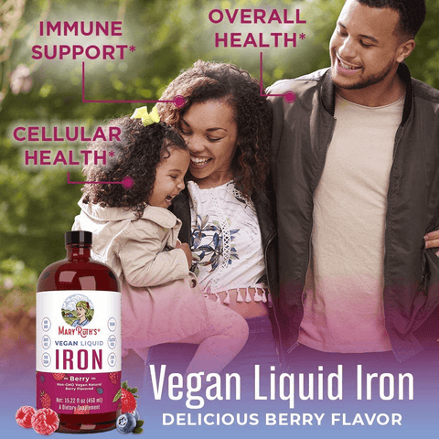 Liquid Iron for Kids & Adults by MaryRuth's | from Ferrochel® Ferrous Bisglycinate Chelate | 18mg per Serving | Vegan, Non-GMO, Gluten Free | Berry Flavored, 15.22 fl oz.