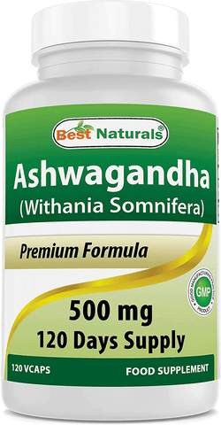 Best Naturals Ashwagandha Capsules for Relaxing Stress and Mood, 500 mg, 120 Count