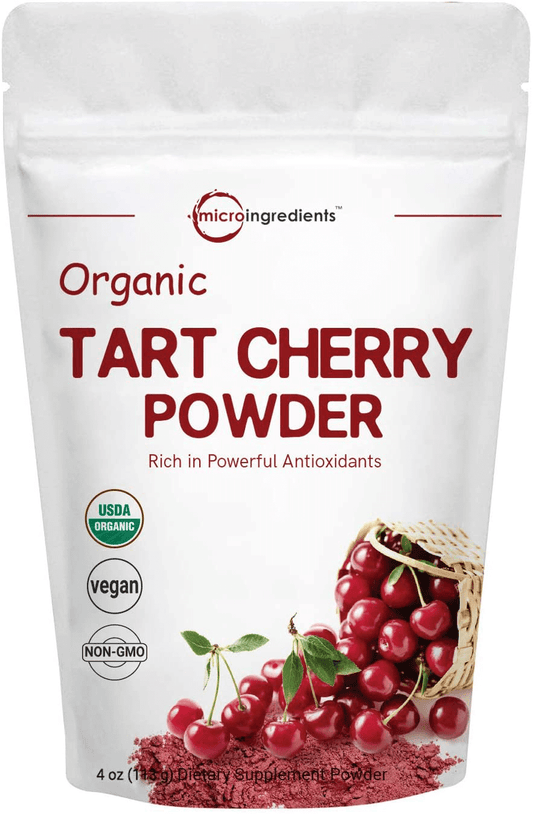 Sustainably US Grown, Organic Tart Cherry Powder, 4 Ounce, Pure Tart Cherry Supplements, Rich in Antioxidant and Flavonoids, Enhance Joint Health, Sleep Cycles and Immune System, Vegan Friendly