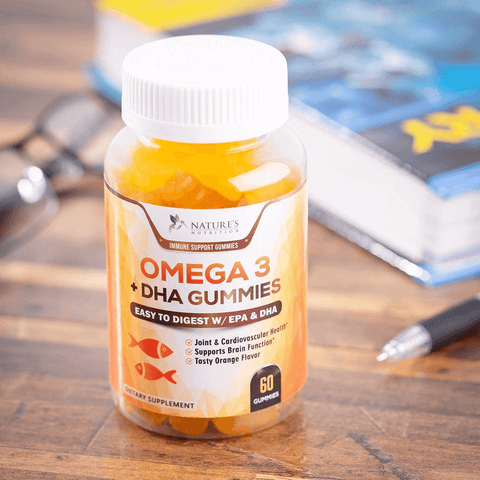 Omega 3 Fish Oil Gummies Tasty Natural Orange Flavor Extra Strength Dha & Epa - Natural Brain Support and Joints Support, Delicious Gummy Vitamin for Men & Women - 120 Gummies