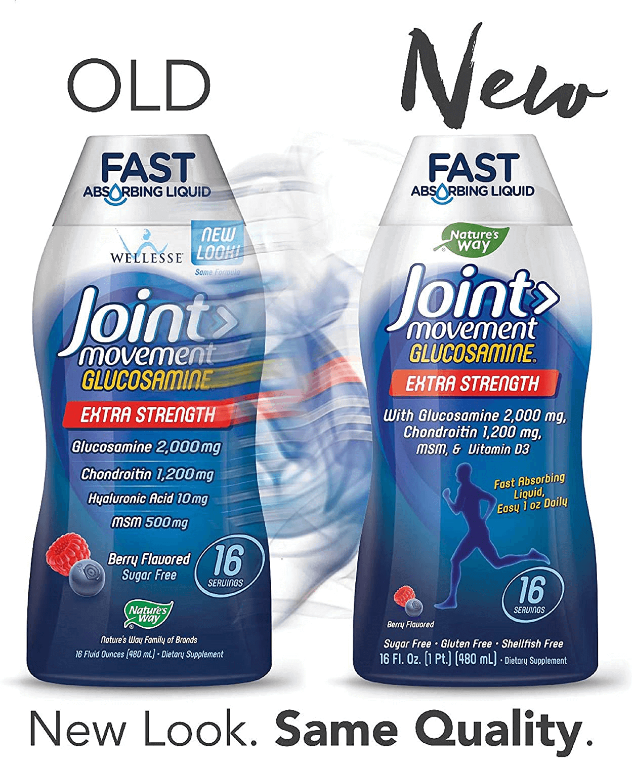 Joint Movement Glucosamine Fast Absorbing, 16 Day Supply, 16 Ounces (480 mL), Natural Berry (Packaging May Vary)