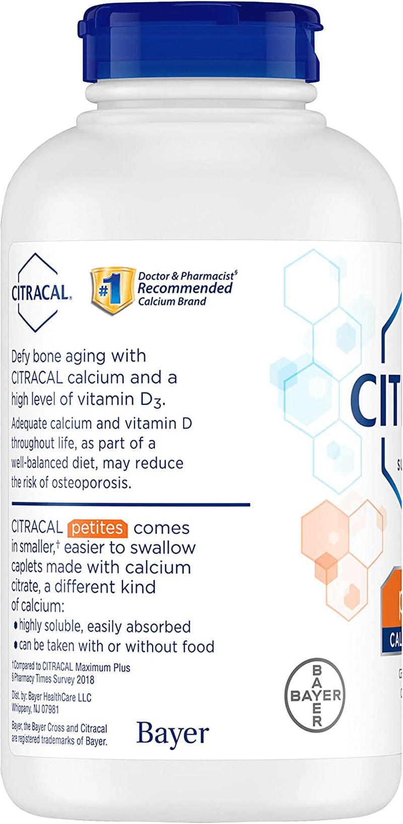 Citracal Petites, Highly Soluble, Easily Digested, 400 mg Calcium Citrate with 500 IU Vitamin D3, Bone Health Supplement for Adults, Relatively Small Easy-to-Swallow Caplets, 375 Count