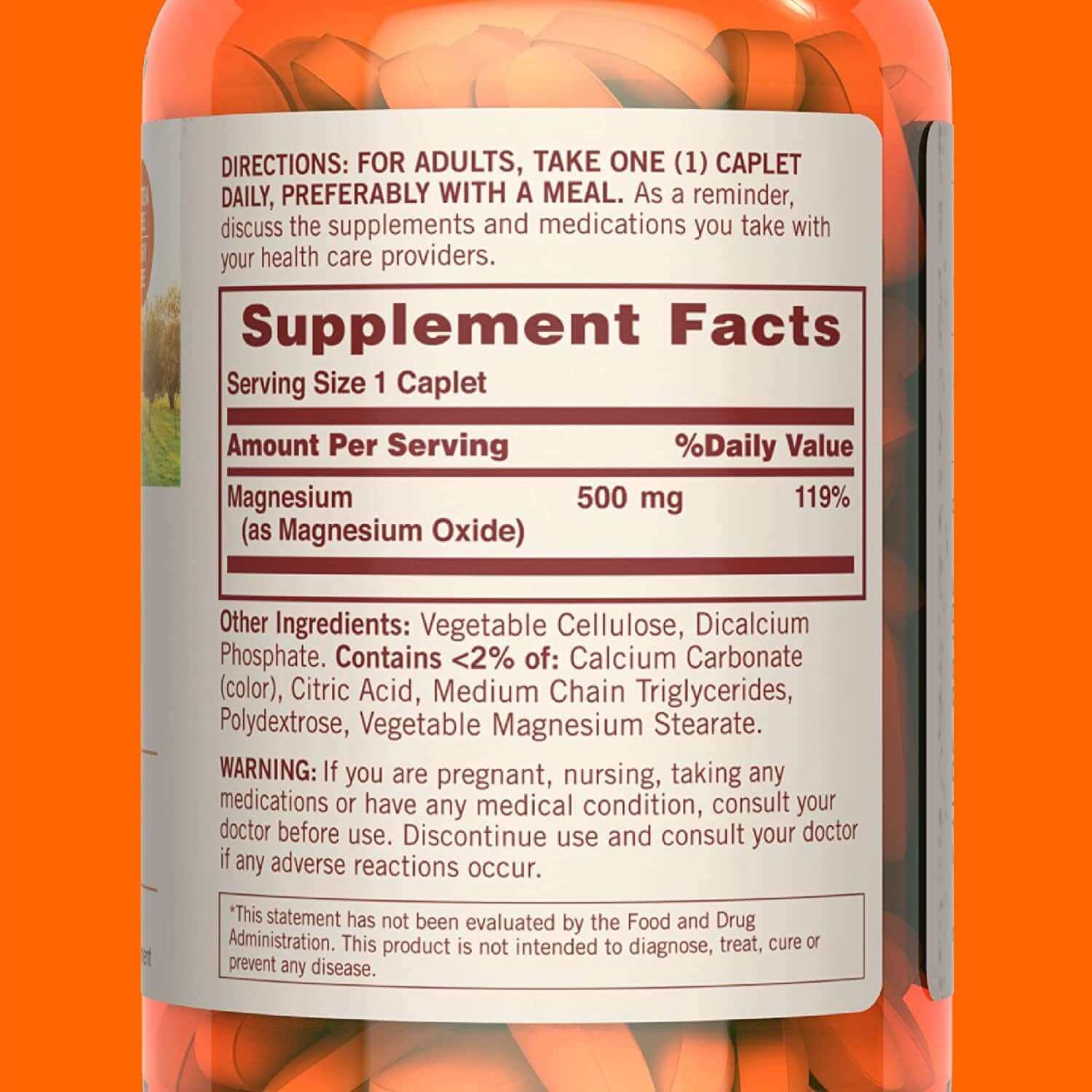 Sundown Magnesium Supplement, Non-Gmo, Gluten-Free, Dairy-Free, Vegetarian, 500Mg Coated Caplets, 180 Count, 6 Month Supply