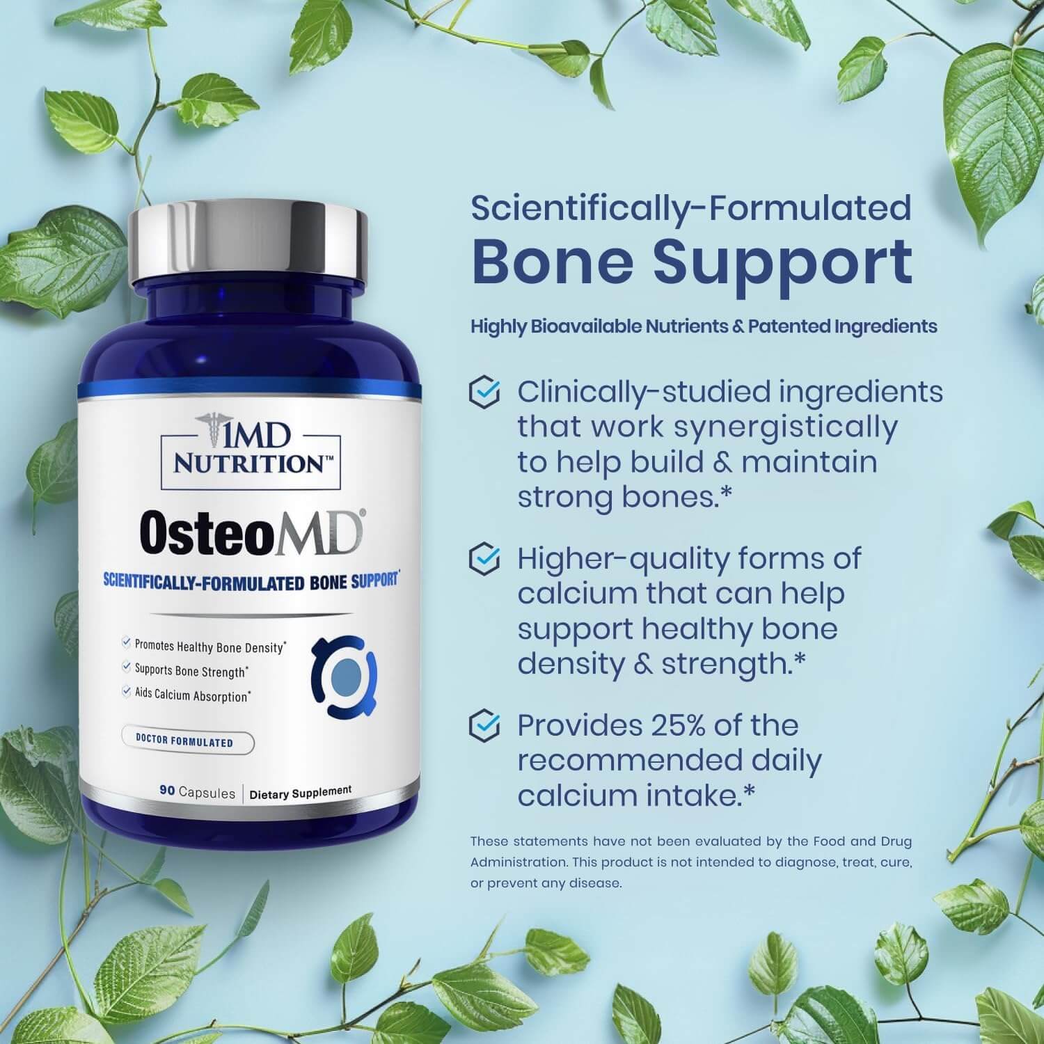 1MD Nutrition OsteoMD – Hydroxyapatite with Vitamin D3 & K2 – 90 Capsules - Vitamen Store