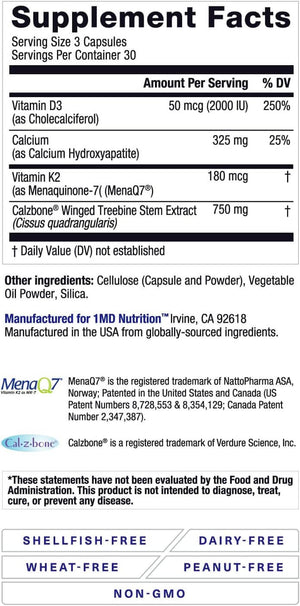 1MD Nutrition OsteoMD – Hydroxyapatite with Vitamin D3 & K2 – 90 Capsules - Vitamen Store
