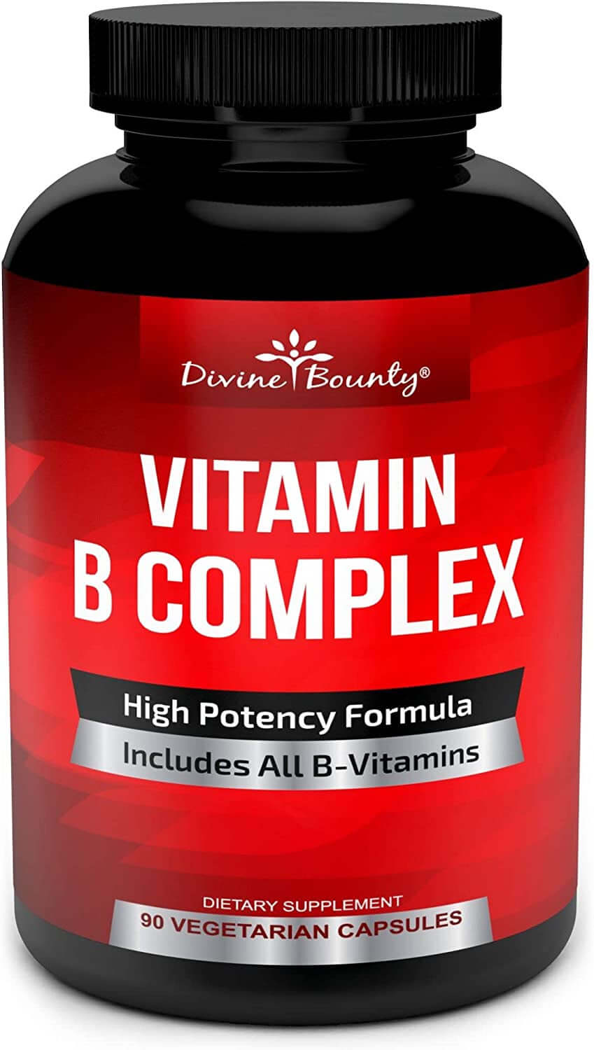 Divine Bounty Super B Complex Vitamins - All B Vitamins Including B12, B1, B2, B3, B5, B6, B7, B9, Folic Acid - Vitamin B Supplement - Support Healthy Energy Metabolism - 90 Vegetarian Capsules