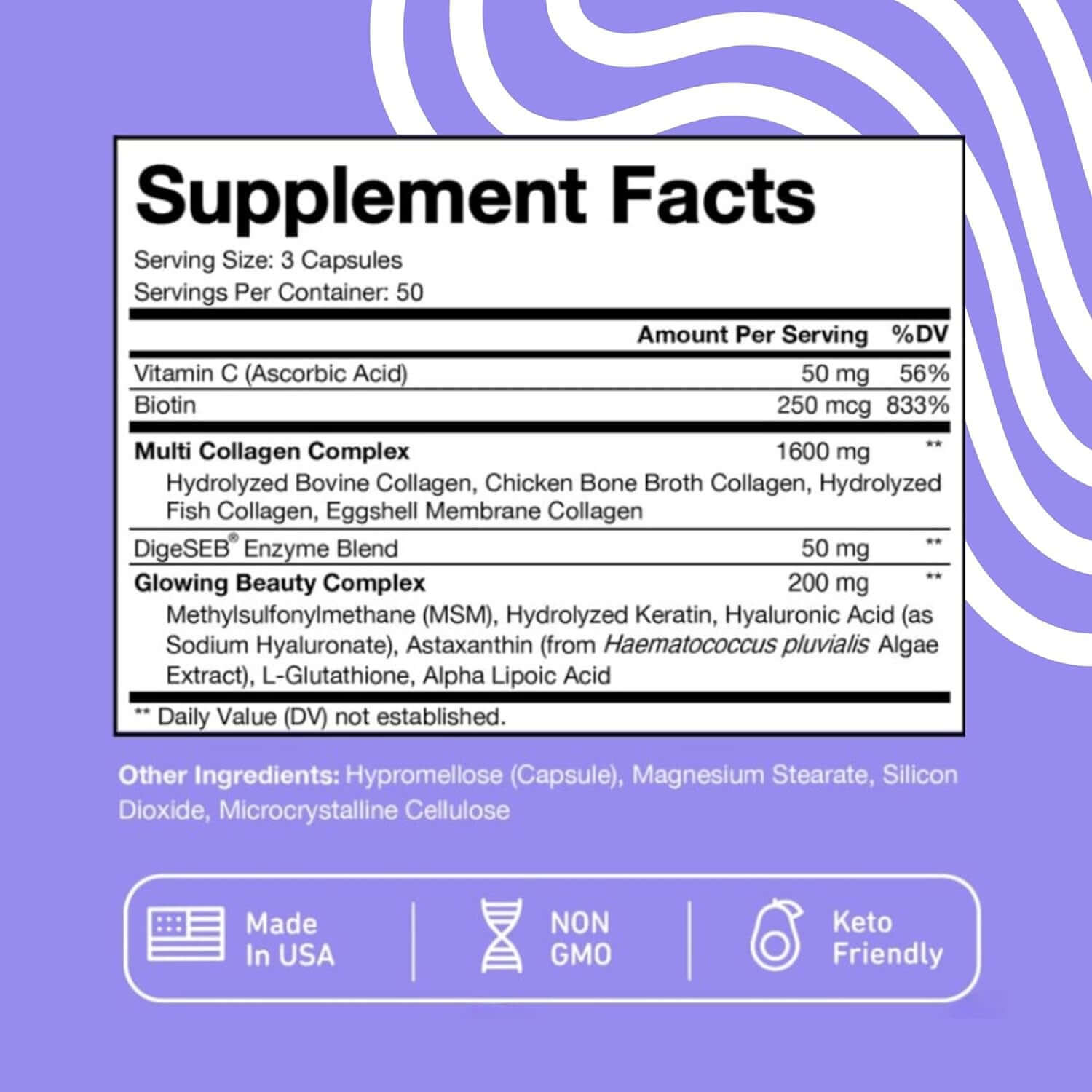 Vital Vitamins Multi Collagen plus - Biotin, Hyaluronic Acid, Vitamin C, 150 Pills