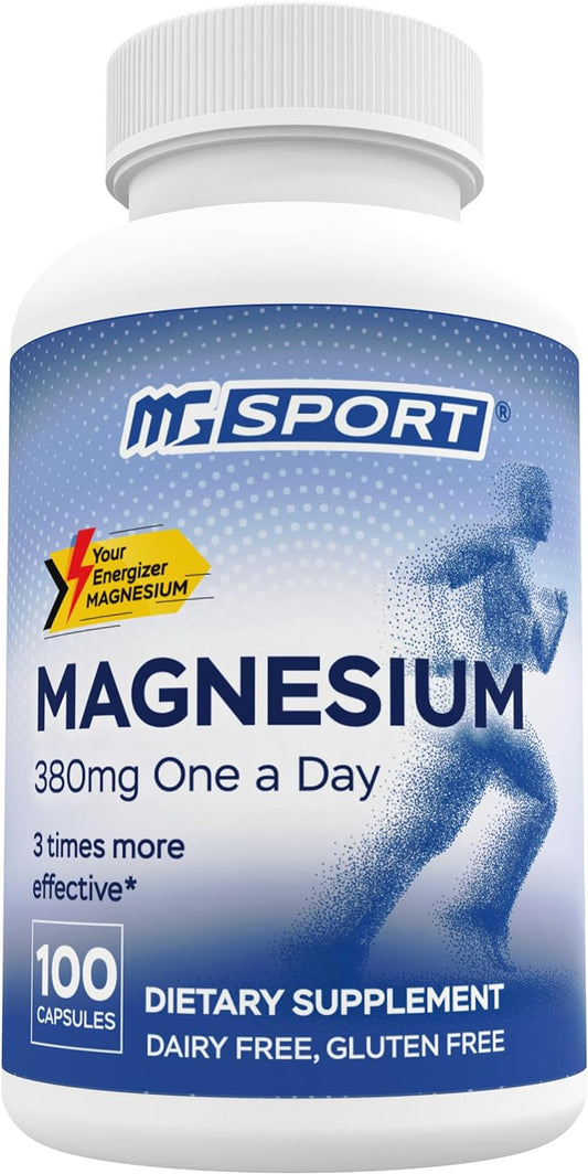 Magnesium Supplement Complex MGSPORT - High Absorption Supplement with Vitamins B6, D, E - 100 Servings