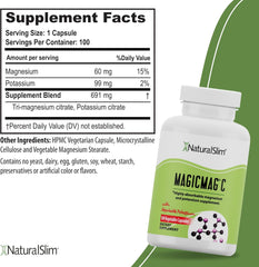 Naturalslim Magicmag C Magnesium Citrate Capsules –  with Natural Potassium 100 Capsules (3 Pack)