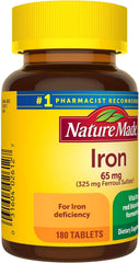 Nature Made Iron 65 Mg (325 Mg Ferrous Sulfate) Tablets, 180 Tablets, 180 Day Supply