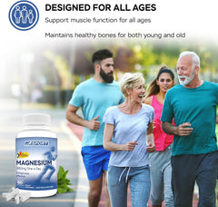 MGSPORT Magnesium Supplement - High Absorption with Vitamins B6, D, E - Relieves Leg Cramps - 60 Servings