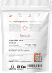 Micro Ingredients Vitamin D3 5000 IU with K2 100 Mcg, 300 Soft-Gels 