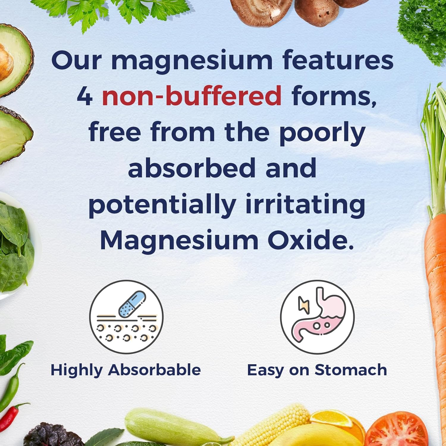 Vitalitown Magnesium Complex - 500mg Glycinate, Malate, Taurate, Citrate - 120 Vegan Capsules
