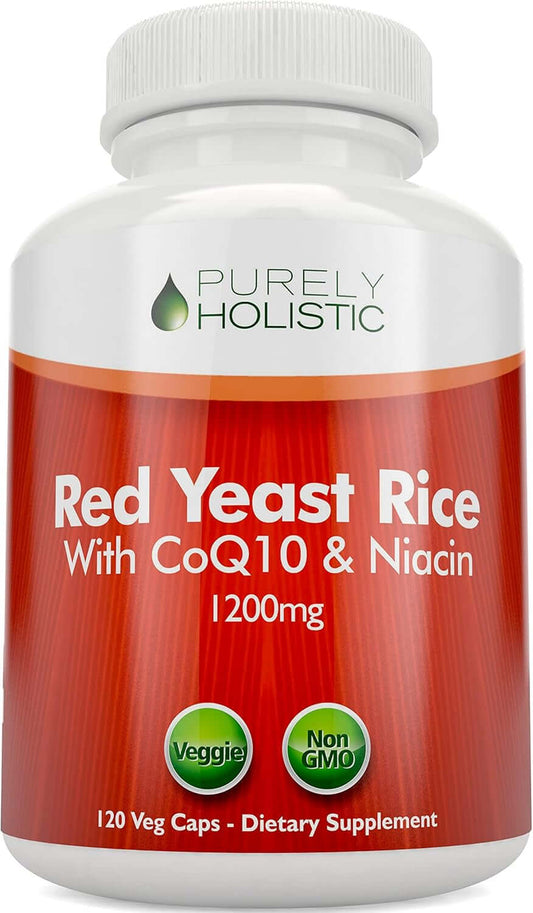 Red Yeast Rice 1200Mg with Coq10 & Flush Free Niacin 120 Vegetarian Capsules - Non Irradiated, Citrinin Free | ✓ HIGH STRENGTH, PREMIUM FORMULATION - Just one daily serving provides 1200mg of red yeast rice. Plus our premium formulation includes the power