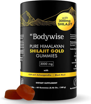 Be Bodywise Pure Himalayan Shilajit Gummies Gold – Ashwagandha, Gokshura, Fulvic Acid & 85+ Trace Minerals – Lab Tested, No Added Sugar, Non - GMO, 100% Natural & Organic – 60 Gummies - Vitamen Store