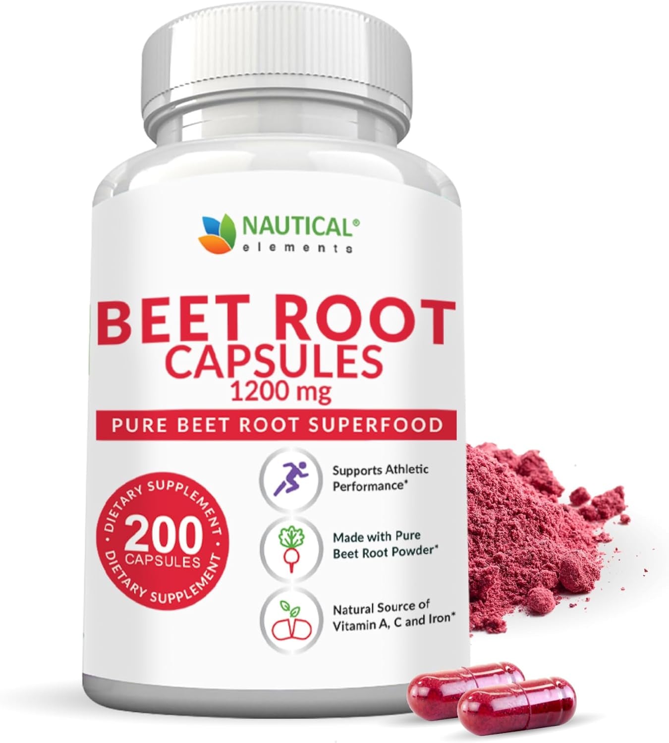 Beet Root Capsules – 1200 mg per Serving – 200 Capsules – Pure, Non - GMO, Gluten - Free Beetroot Powder - Vitamen Store