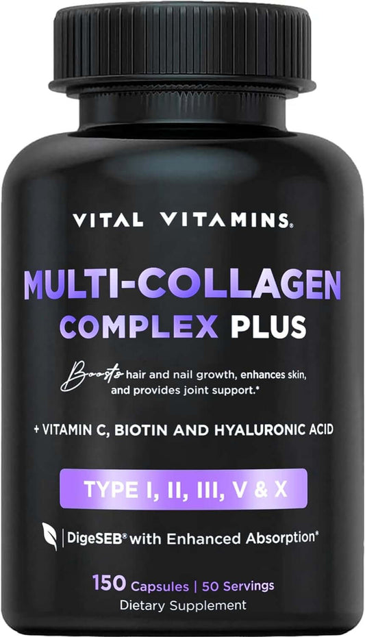 Vital Vitamins Multi Collagen plus - Biotin, Hyaluronic Acid, Vitamin C, 150 Pills