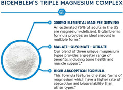 Bioemblem Triple Magnesium Complex 300Mg of Magnesium Glycinate 180 Capsules