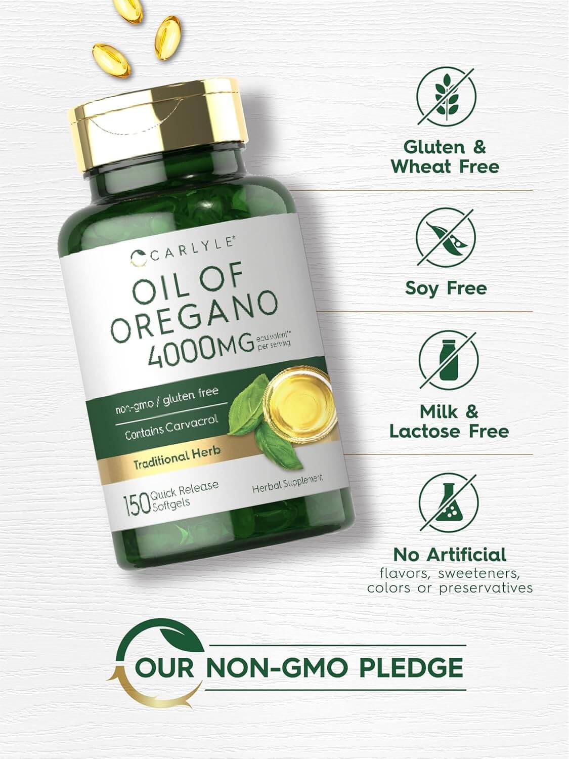 Carlyle Oregano Oil 4000Mg Supplement | 150 Softgel Capsules | Contains Carvacrol | Non - Gmo & Gluten Free Formula - Vitamen Store