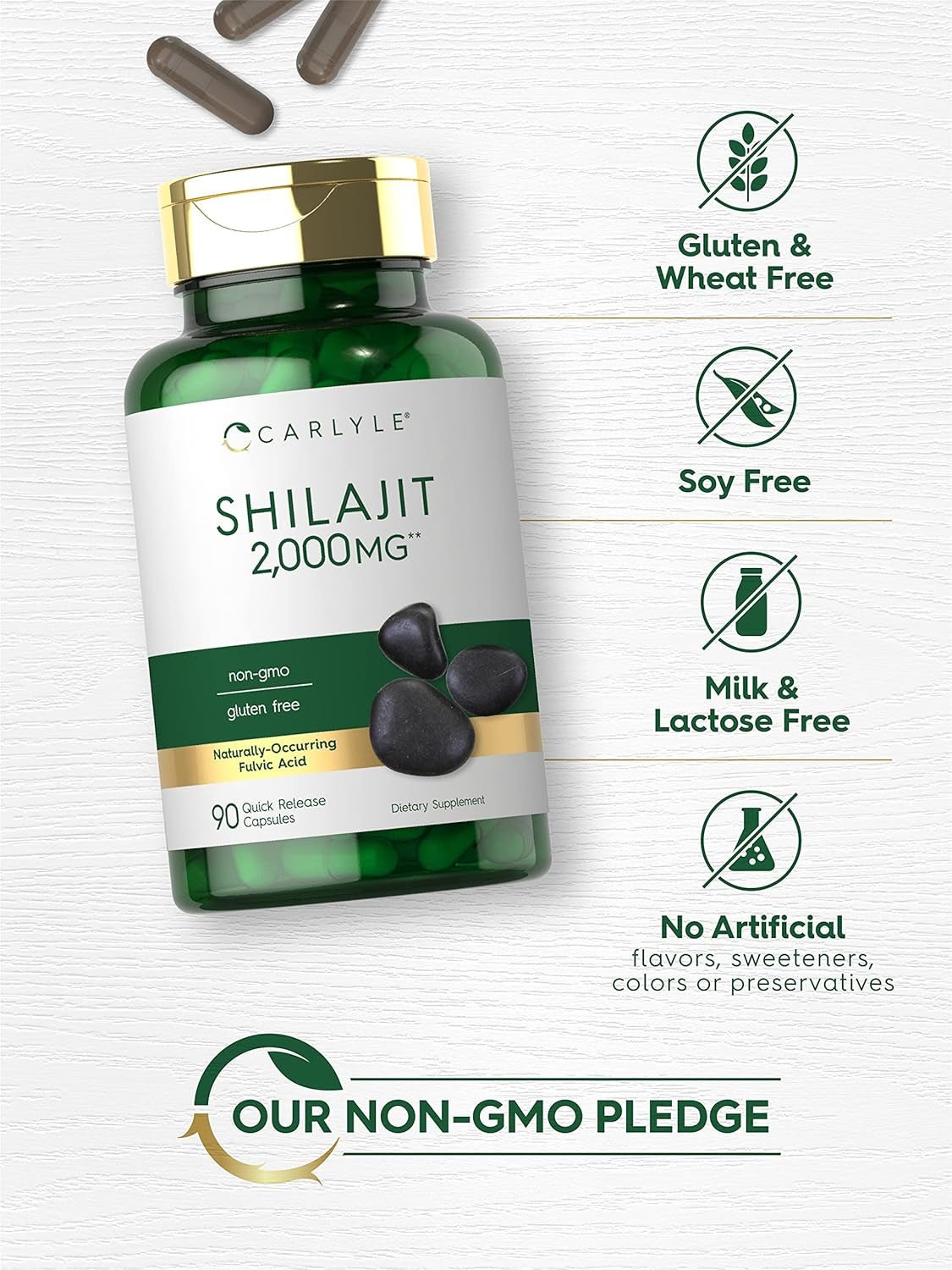 Carlyle Shilajit Capsules – 2000 mg – 90 Count – Non - GMO and Gluten - Free Supplement - Vitamen Store