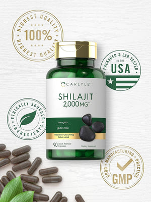 Carlyle Shilajit Capsules – 2000 mg – 90 Count – Non - GMO and Gluten - Free Supplement - Vitamen Store