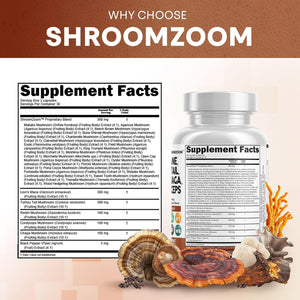 Clean Nutraceuticals Lions Mane 20In1 Mushroom Supplement with Turkey Tail Reishi Cordyceps Chaga Maitake Meshima Poria Cocos Shiitake Oyster Porcini Enoki - Pack - Vitamen Store