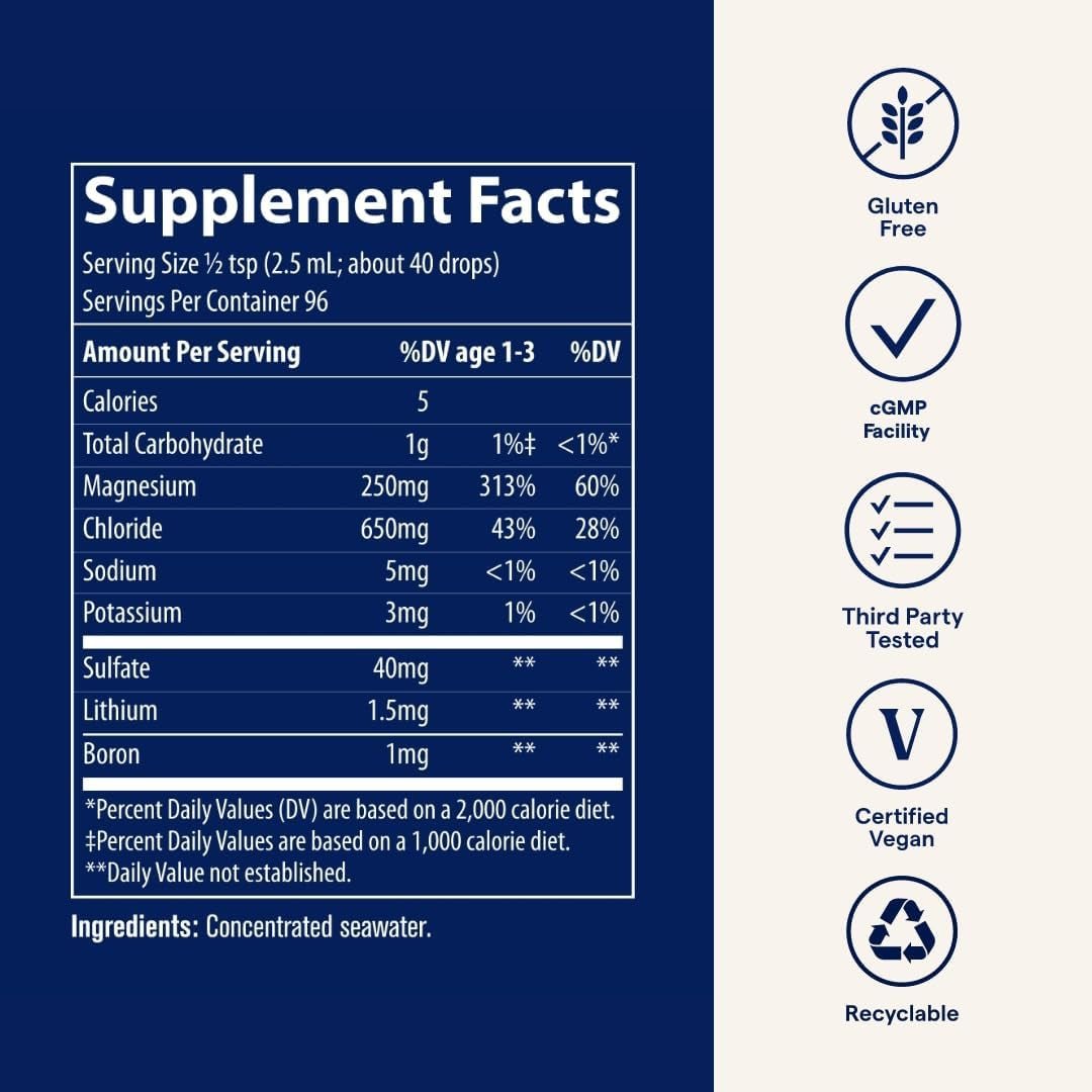 Concentrace Trace Minerals Drops (8Oz) 96 - Day Supply - 1 Trace Minerals Supplement - Magnesium, Chloride, Complete Mineral Complex for Energy, Hydration, & Electrolyte Balance - Vitamen Store