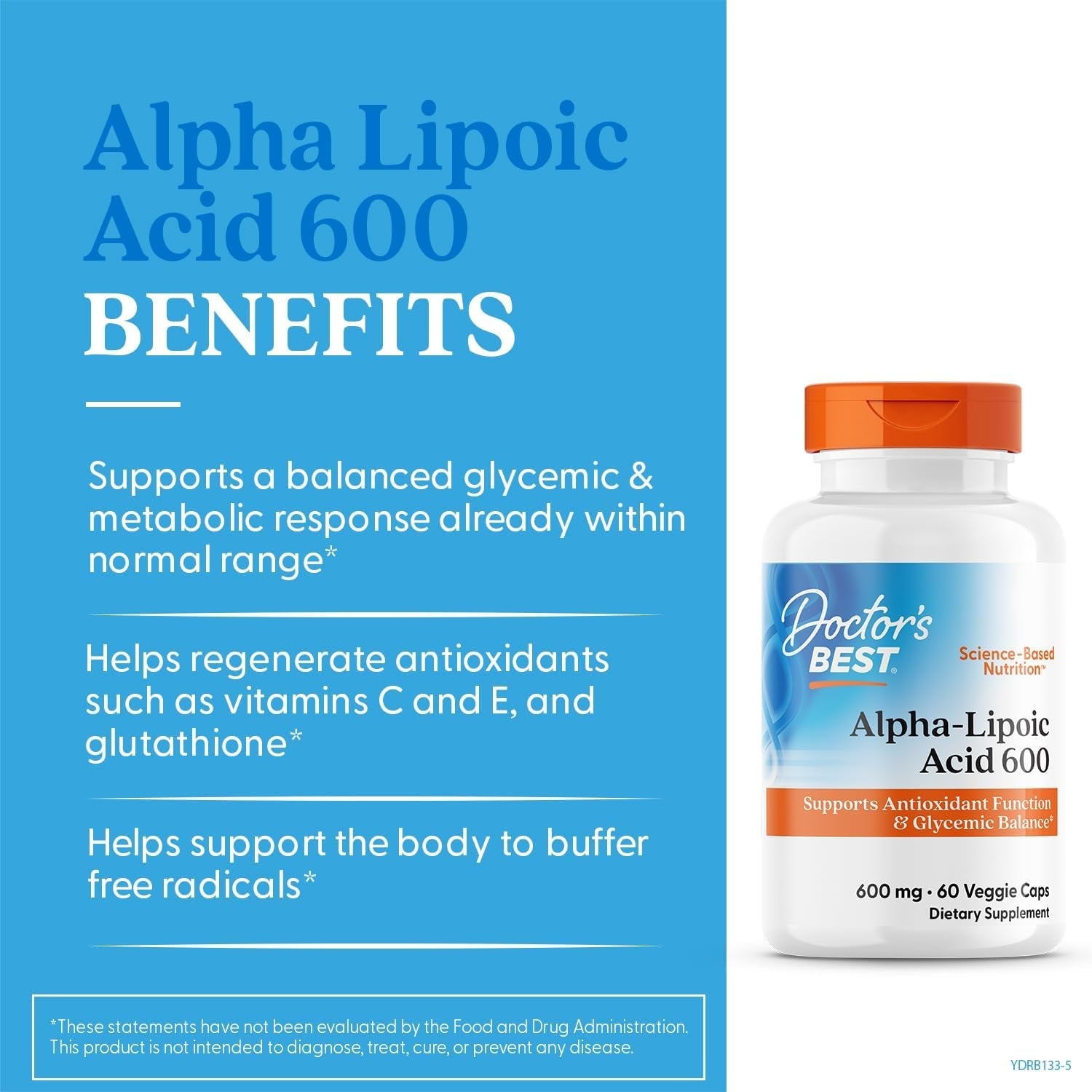 Doctor's Best Alpha - Lipoic Acid – 600 mg – 60 Vegan Capsules – Non - GMO, Gluten - Free, Soy - Free - Vitamen Store