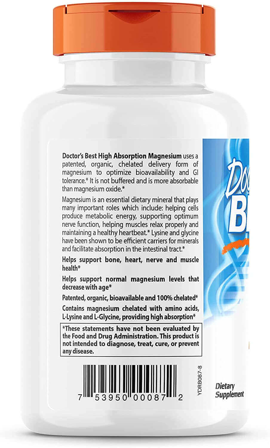 Doctor'S Best High Absorption Magnesium Glycinate Lysinate, 100% Chelated, Non - Gmo, Vegan, Gluten & Soy Free, 100 Mg, 240 Count - Vitamen Store