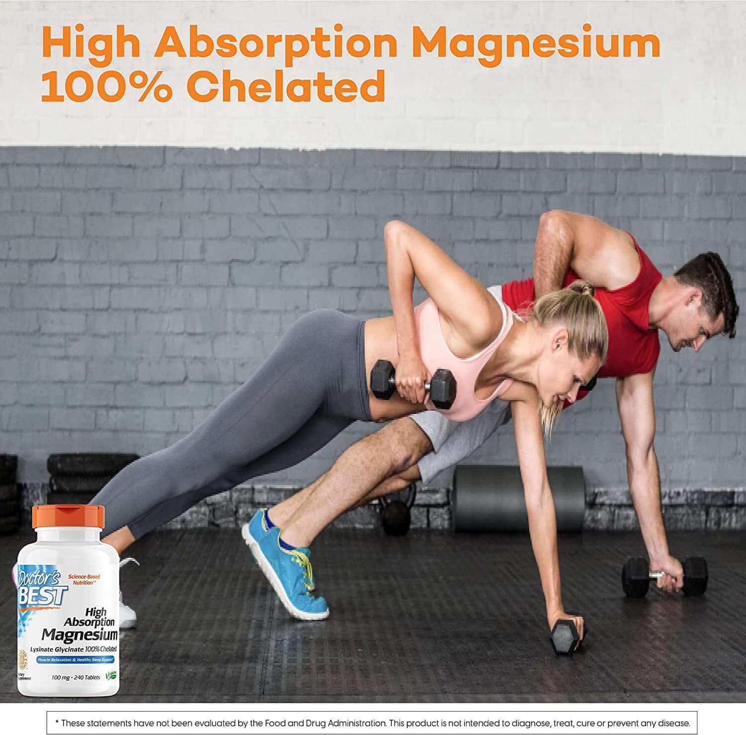 Doctor'S Best High Absorption Magnesium Glycinate Lysinate, 100% Chelated, Non - Gmo, Vegan, Gluten & Soy Free, 100 Mg, 240 Count - Vitamen Store