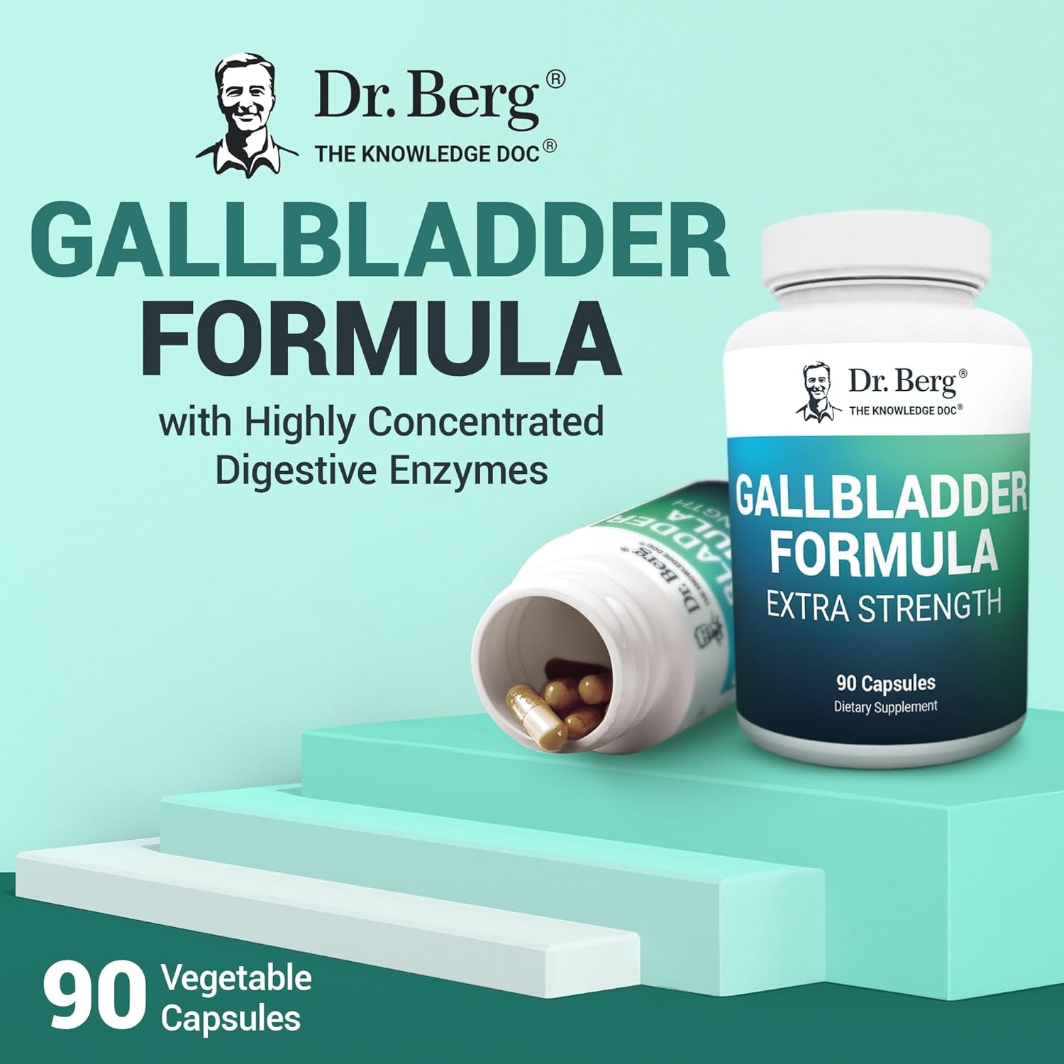 Dr. Berg Gallbladder Formula Extra Strength - with Ox Bile Powder and Conjugated Bile Acid - Full 45 - Day Supply - 90 Vegetable Capsules - Vitamen Store