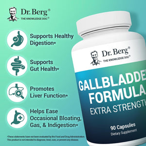 Dr. Berg Gallbladder Formula Extra Strength - with Ox Bile Powder and Conjugated Bile Acid - Full 45 - Day Supply - 90 Vegetable Capsules - Vitamen Store