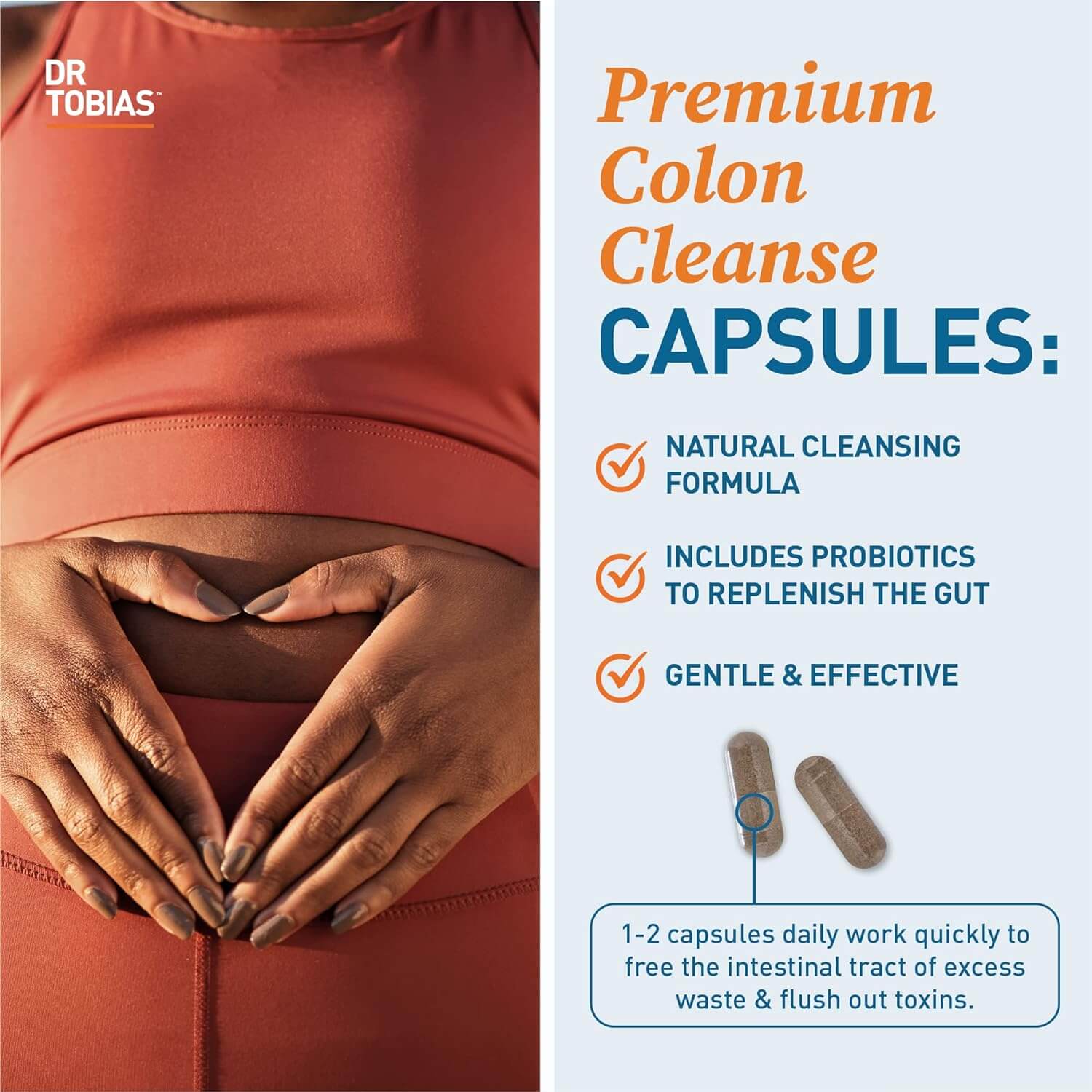 Dr. Tobias Colon 14 Day Cleanse – with Cascara Sagrada, Psyllium Husk, Senna Leaf & Probiotics – Non - GMO, 28 Capsules (1 - 2 Daily) - Vitamen Store