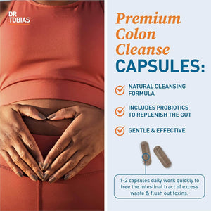 Dr. Tobias Colon 14 Day Cleanse – with Cascara Sagrada, Psyllium Husk, Senna Leaf & Probiotics – Non - GMO, 28 Capsules (1 - 2 Daily) - Vitamen Store
