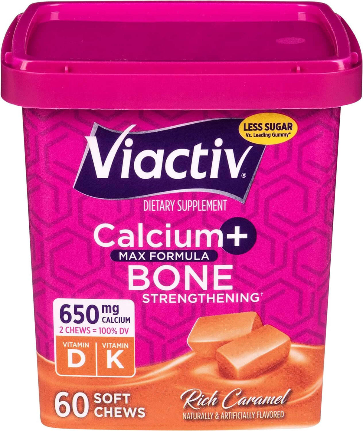 Viactiv Calcium +Vitamin D3 Supplement Soft Chews, Caramel, 60 Chews 