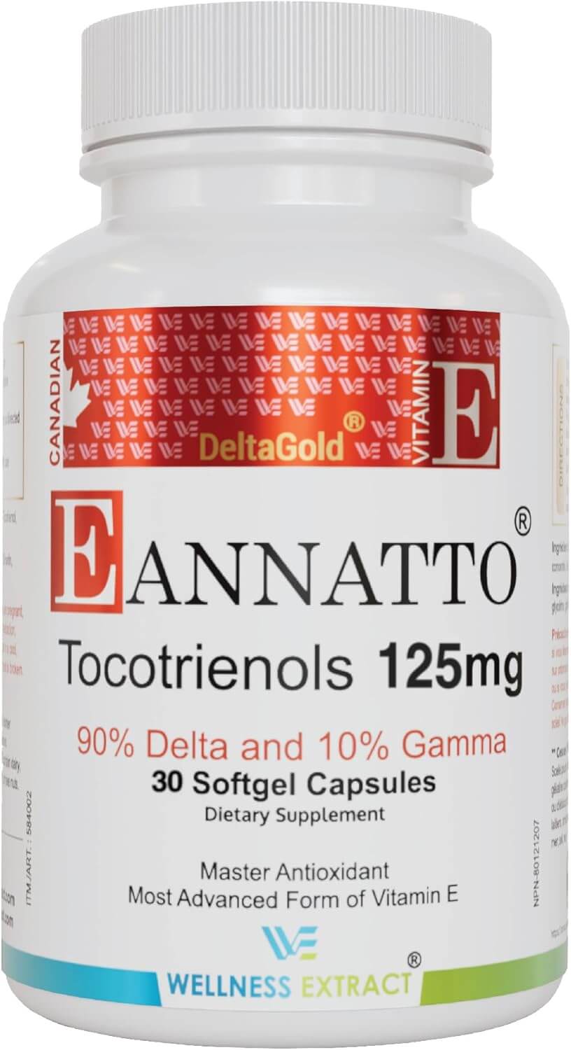 Eannatto Tocotrienols Vitamin E Supplement – Tocopherol Free, 125mg, 30 Softgels – Non - GMO & Gluten - Free - Vitamen Store