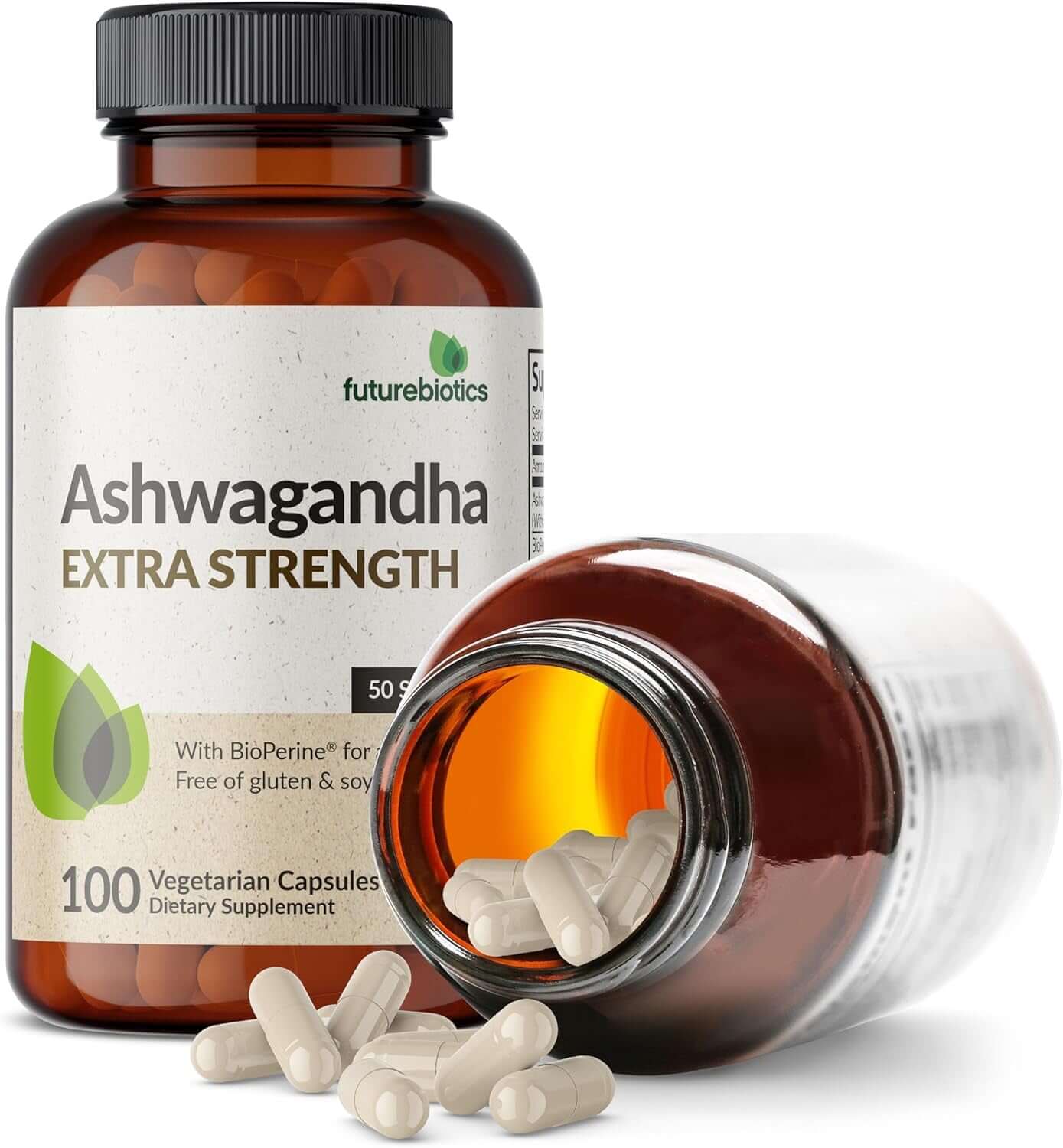 Futurebiotics Ashwagandha Extra Strength Stress & Mood Support with Bioperine - Non GMO Formula, 120 Vegetarian Capsules - Vitamen Store