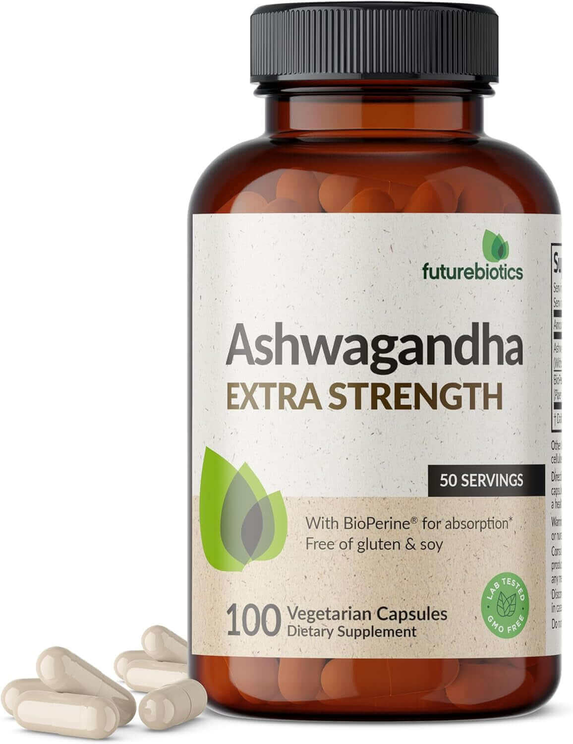 Futurebiotics Ashwagandha Extra Strength Stress & Mood Support with Bioperine - Non GMO Formula, 120 Vegetarian Capsules - Vitamen Store
