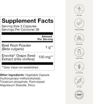 Humann SuperBeets Beet Root Capsules – Quick Release 1000 mg – Non - GMO Beetroot Powder – 90 Capsules - Vitamen Store