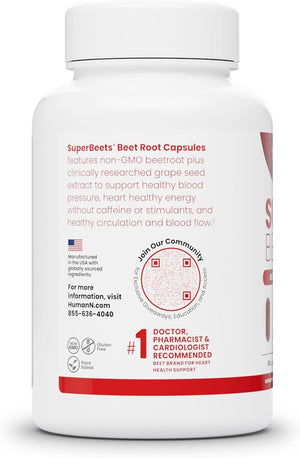 Humann SuperBeets Beet Root Capsules – Quick Release 1000 mg – Non - GMO Beetroot Powder – 90 Capsules - Vitamen Store
