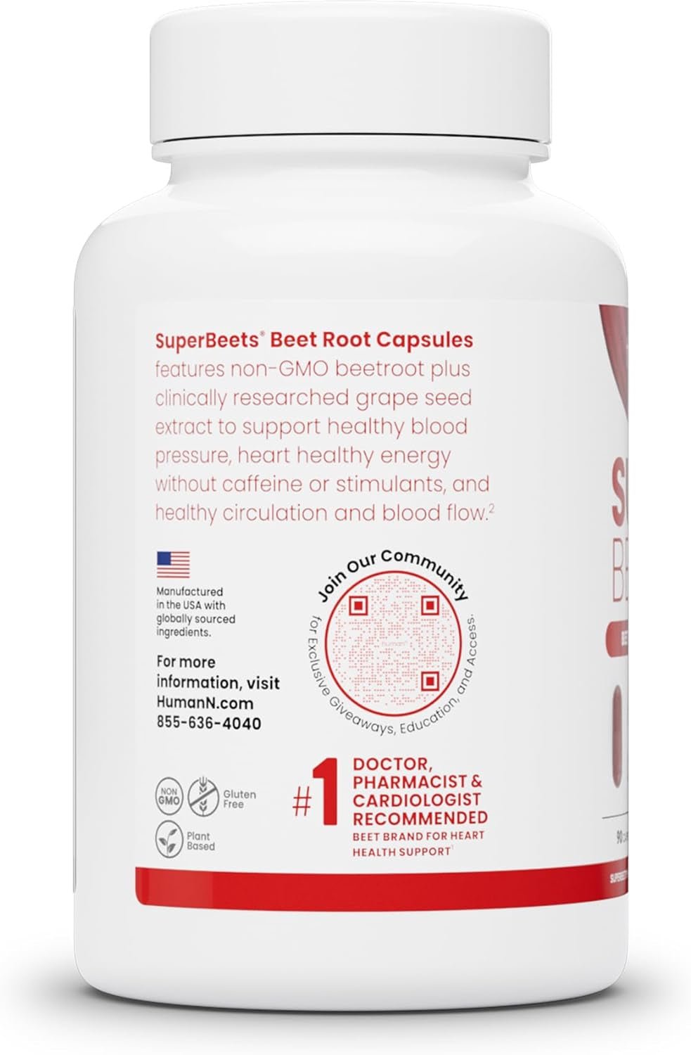 Humann SuperBeets Beet Root Capsules – Quick Release 1000 mg – Non - GMO Beetroot Powder – 90 Capsules - Vitamen Store