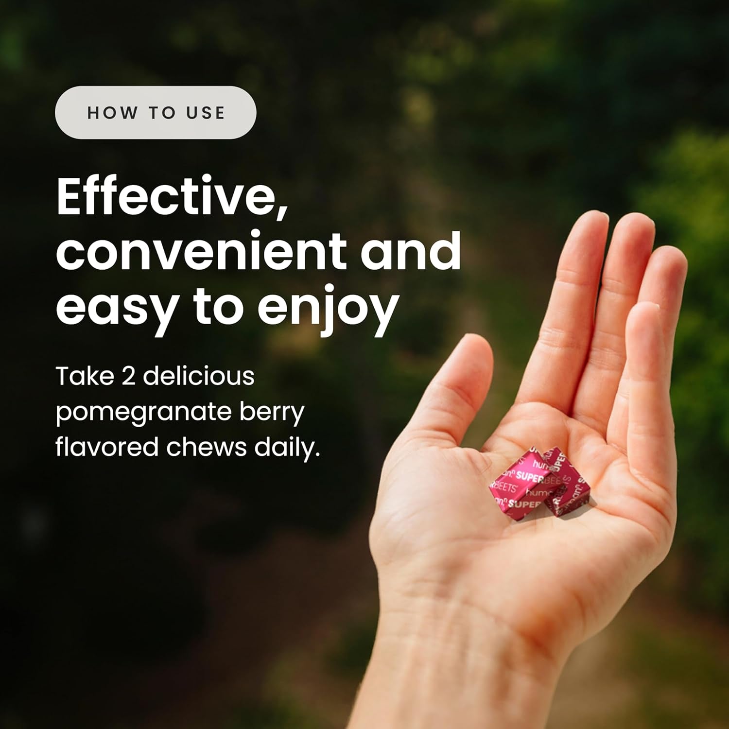 Humann Superbeets Heart Chews - Grape Seed Extract & Beet Root Powder - Pomegranate Berry Flavor - 60 Chews - Vitamen Store