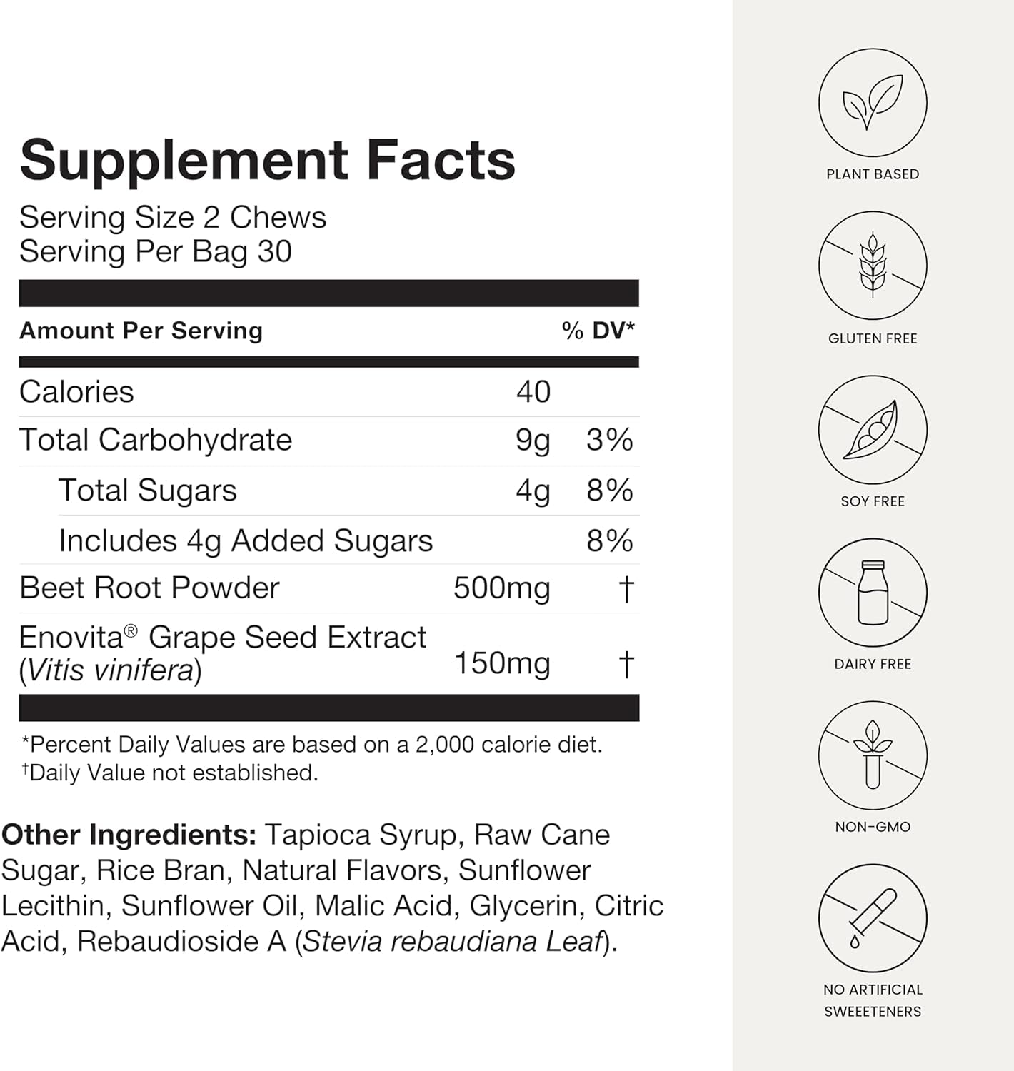Humann Superbeets Heart Chews - Grape Seed Extract & Beet Root Powder - Pomegranate Berry Flavor - 60 Chews - Vitamen Store