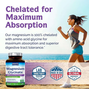 Innate Vitality Magnesium Glycinate 500Mg | 70Mg Elemental Magnesium Supplement - High Absorption, Non Buffered, Non - Gmo & No Gluten - Nerve, Muscle, Bone & Heart Health - 240 Caps, 8 Month Supply - Vitamen Store