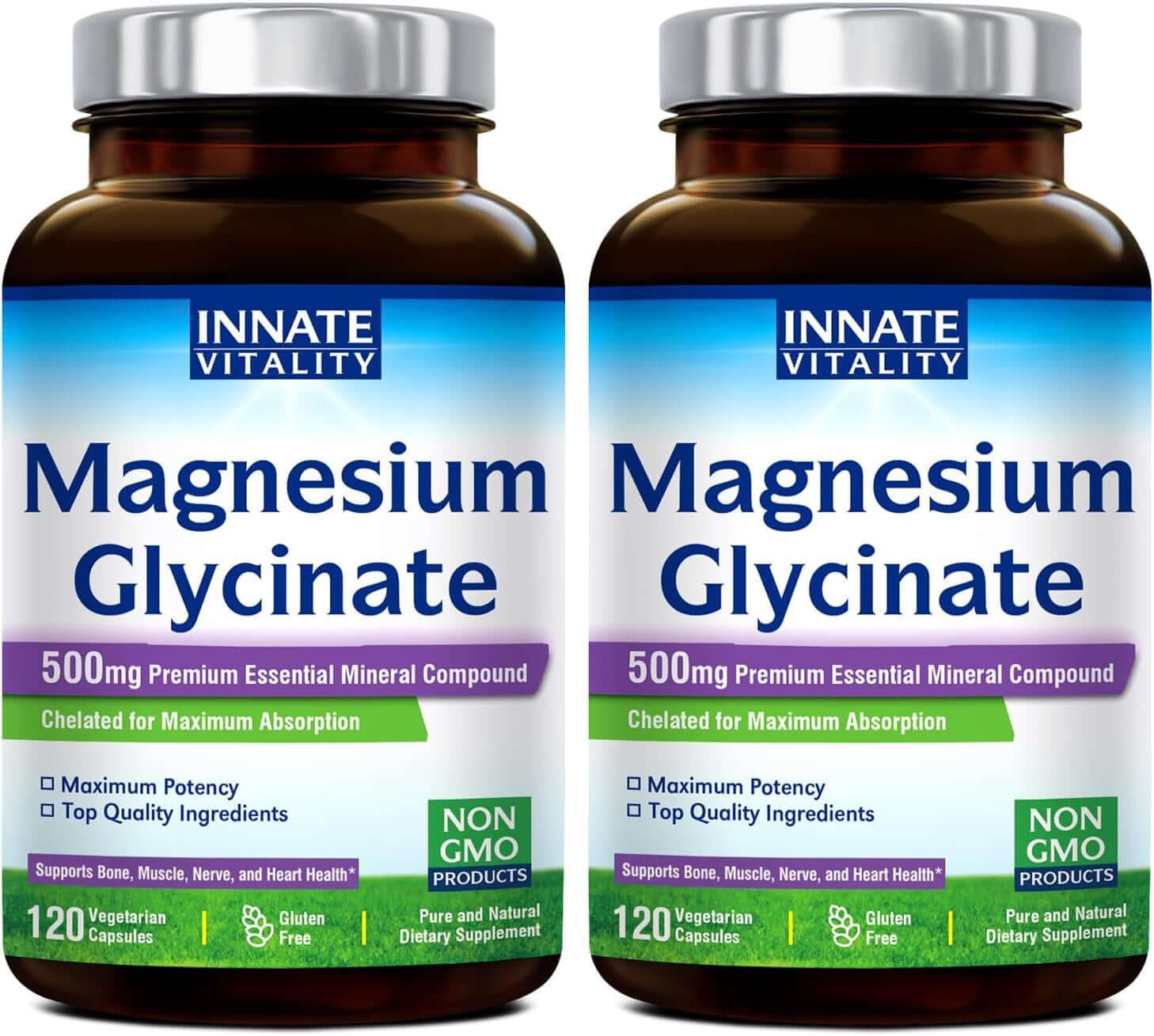 Innate Vitality Magnesium Glycinate 500Mg | 70Mg Elemental Magnesium Supplement - High Absorption, Non - Gmo & No Gluten - 240 Vegan Capsules Magnesio - Vitamen Store
