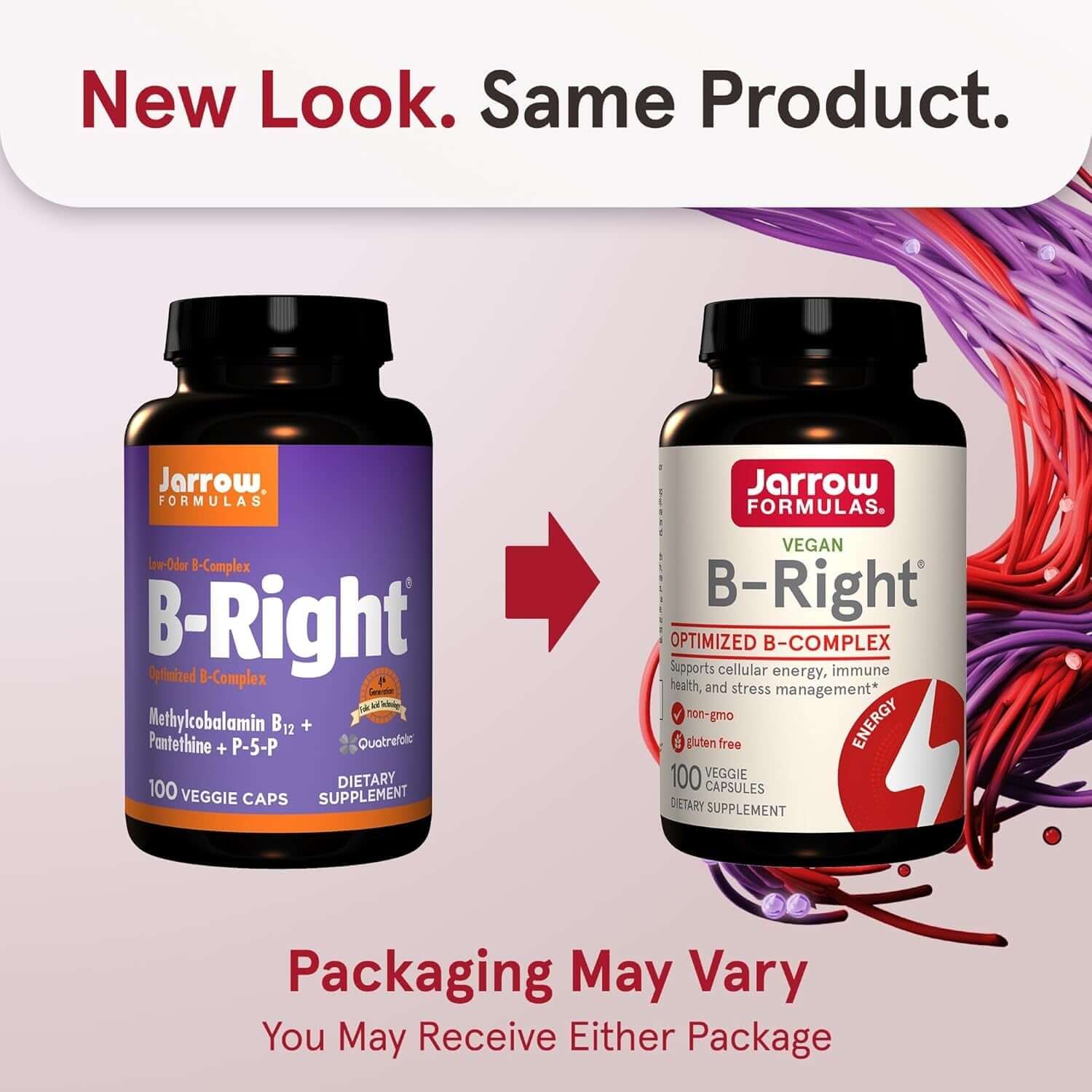 Jarrow Formulas B - Right, Optimized B Complex Featuring Vitamin B1, B2, B5, B6, B12 and B9 to Support Cellular Energy, Immune Health and Stress Management, 100 Veggie Capsules, up to a 100 Day Supply - Vitamen Store